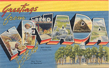 Featured is a Nevada big-letter postcard image from the 1940s obtained from the Teich Archives (private collection).